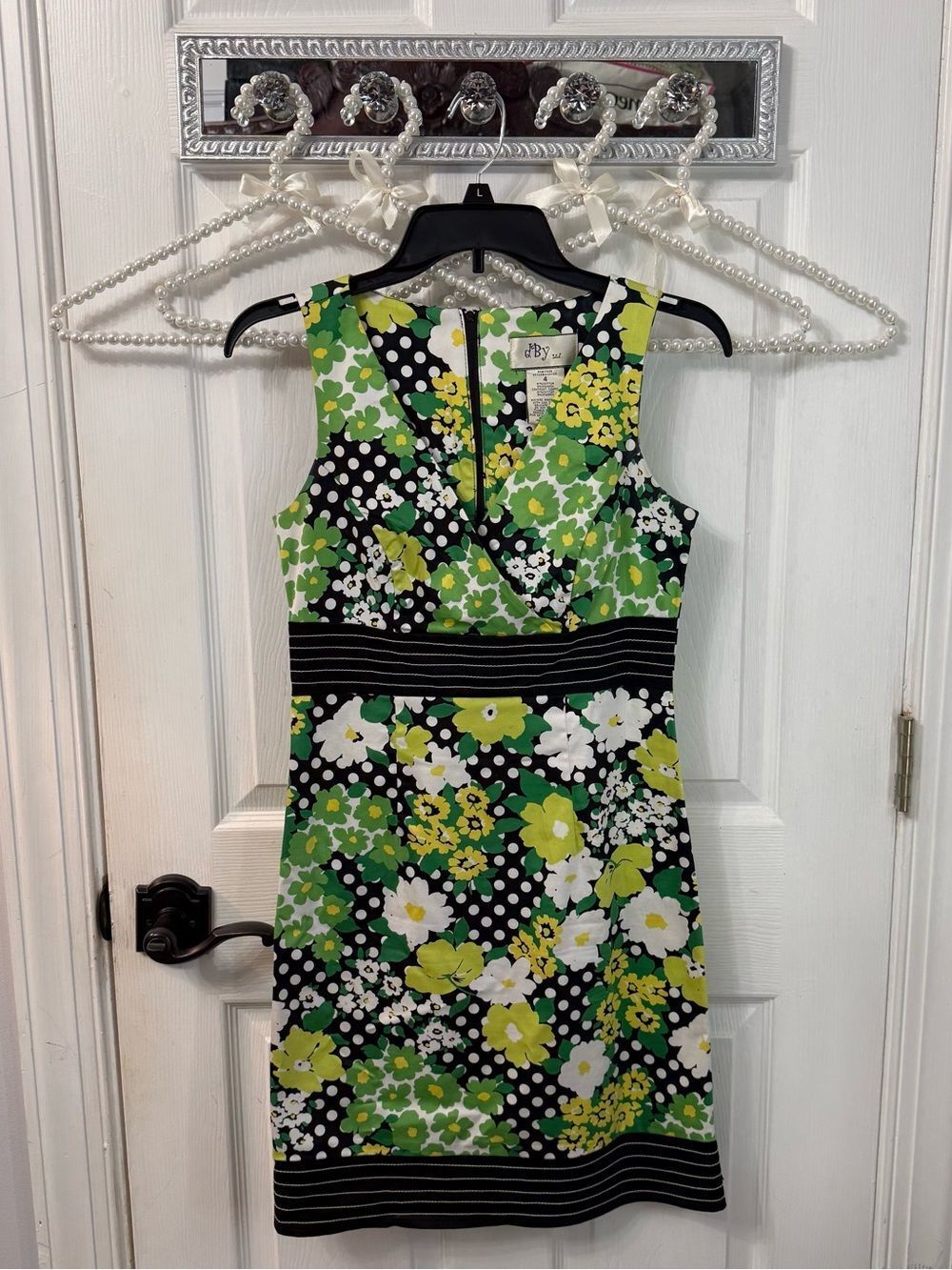 Vintage Green Floral Fit-and-Flare Dress